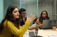 Students in the Mailman School of Public Health during a class discussion
